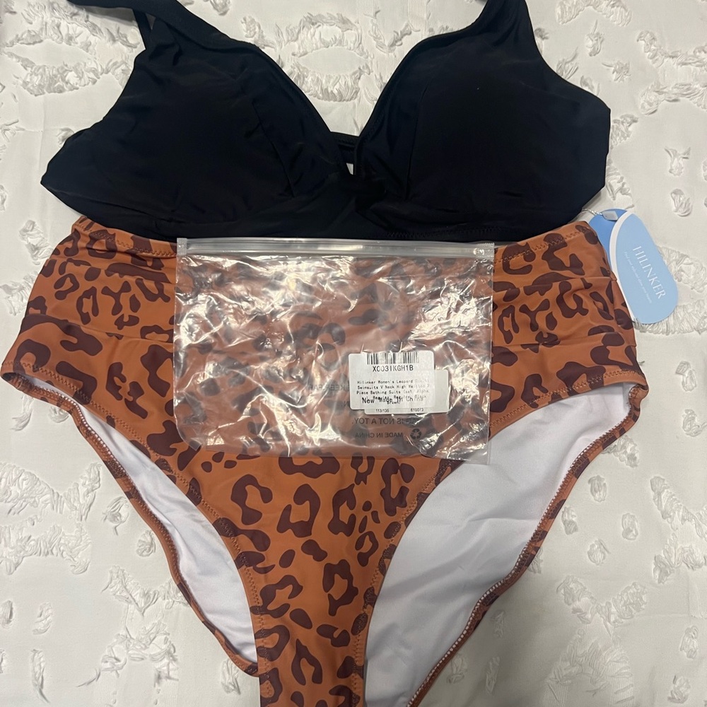 Amazon Black and Brown Leopard Print Bikini
